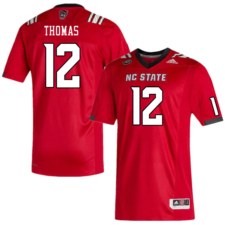 Men #12 Lex Thomas North Carolina State Wolfpacks College Football Jerseys Stitched-Red